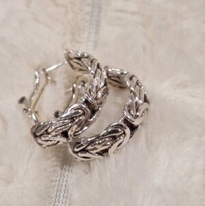 Byzantine Hoop Earrings AK 925 Turkey Braided Knot Design 4.8g VTG